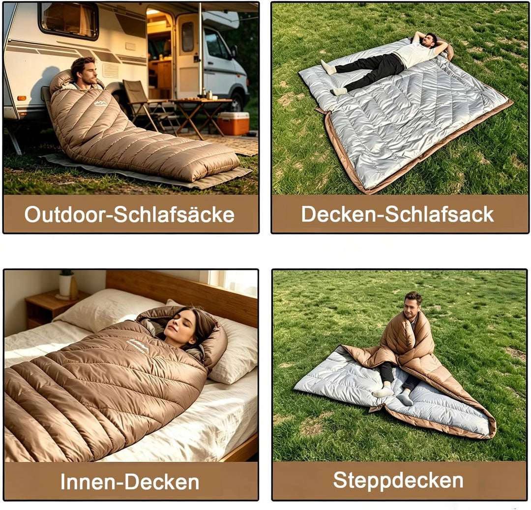 XXL Daunen Deckenschlafsack, Extra Grosser Leichter Schlafsack 230 cm x 100 cm für Erwachsene Campin