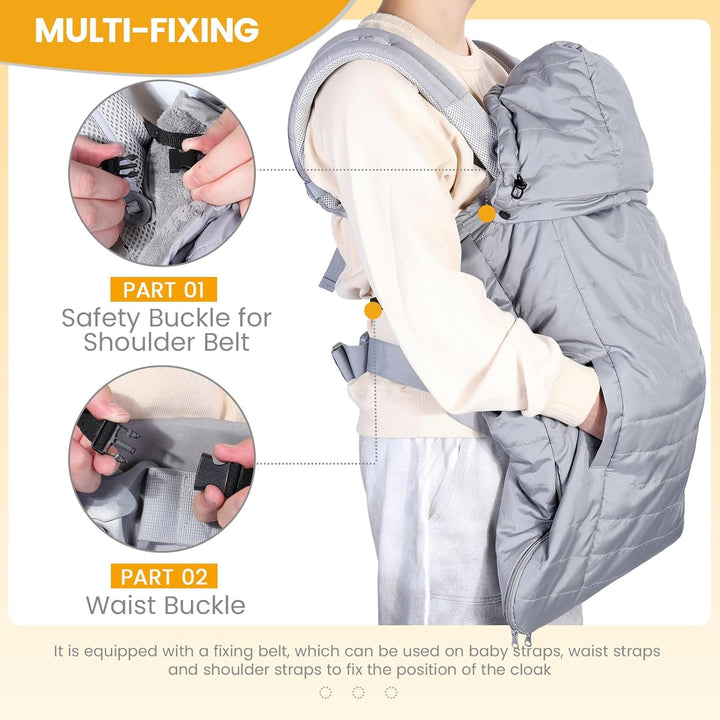 Orzbow Regencover Babytrage,Wasserdicht Babytrage Cover Winter mit Abnehmbare Kapuze mit Kordelzug,K