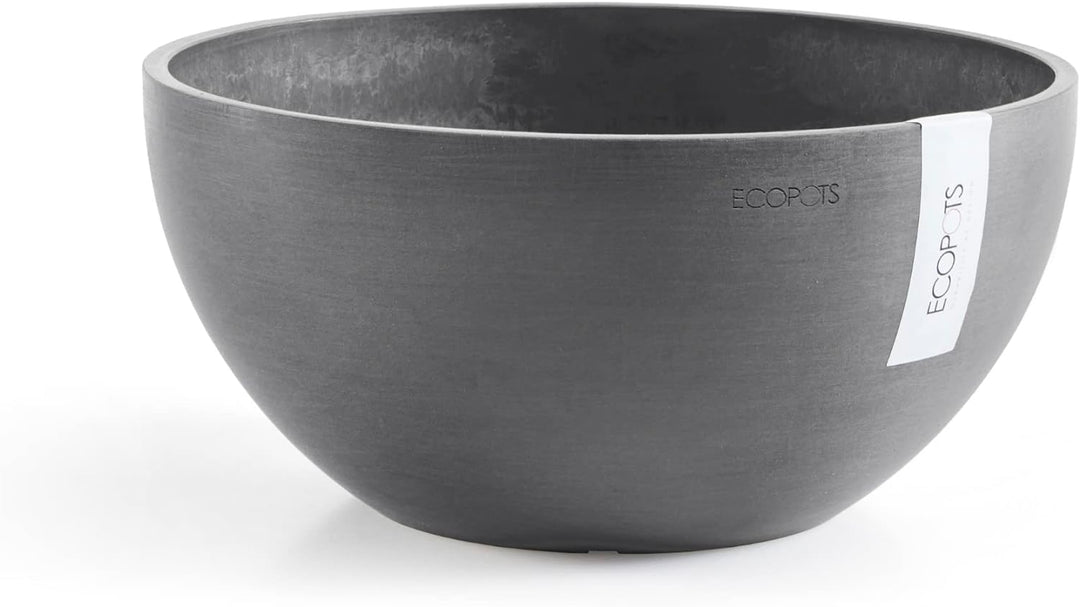 ECOPOTS Pflanzschale Blumentopf Brüssel Grau - Durchmesser Ø 30 cm rund gross - Pflanzentopf aus Rec