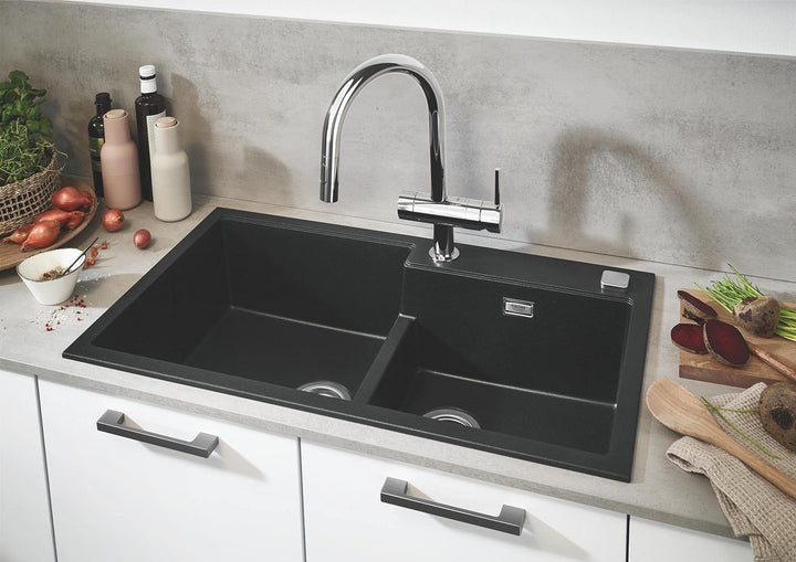 GROHE Minta - Einhand-Spültischarmatur (C-Auslauf, Einlochmontage, herausziehbare Dual Spülbrause, f