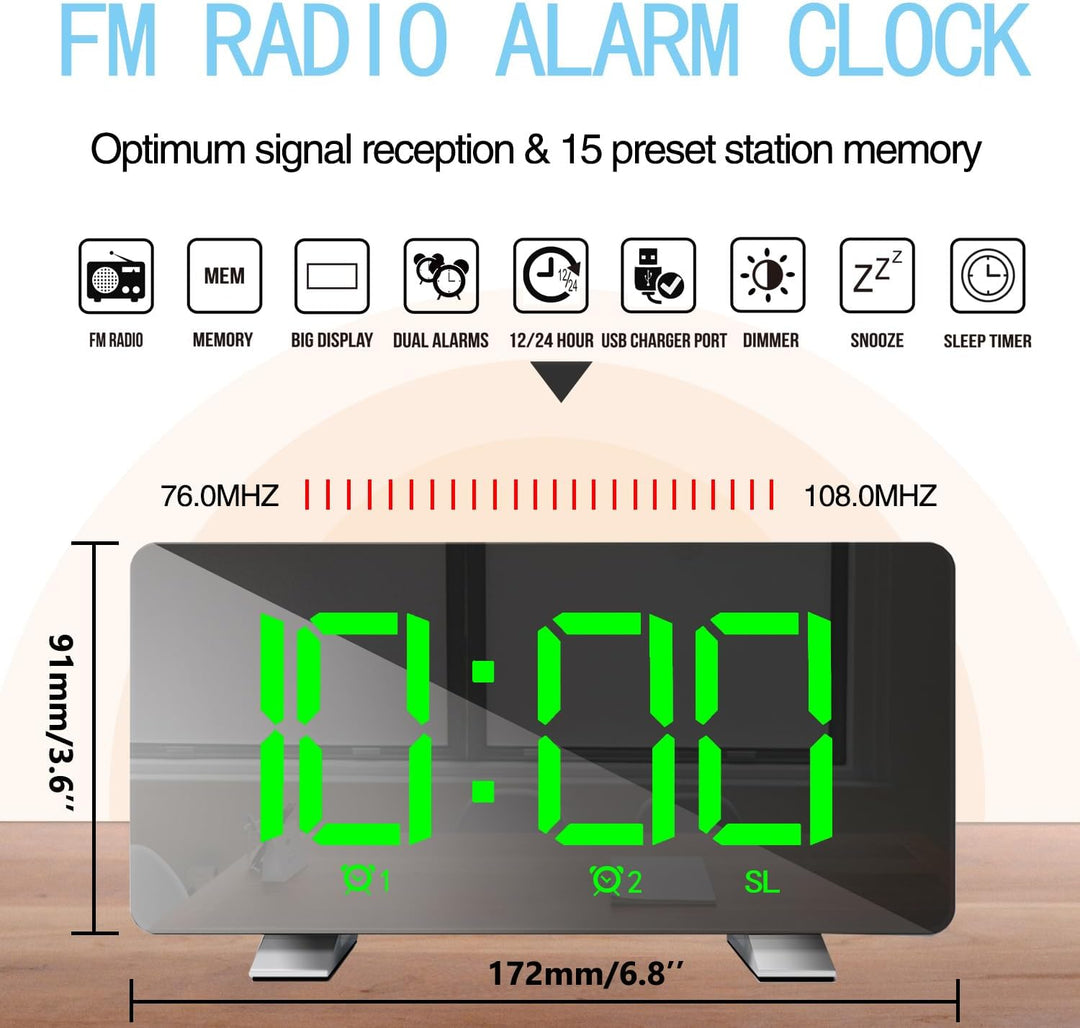 Lancoon Radiowecker für Nachttisch Digitaler Wecker Grosses Display Schlummern Duale Alarmeinstellun