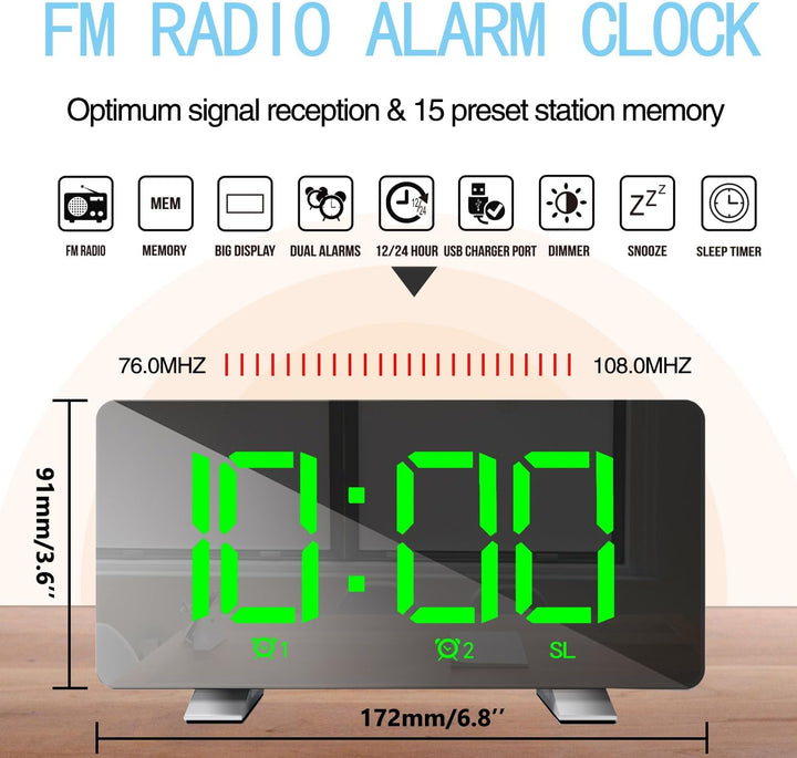 Lancoon Radiowecker für Nachttisch Digitaler Wecker Grosses Display Schlummern Duale Alarmeinstellun