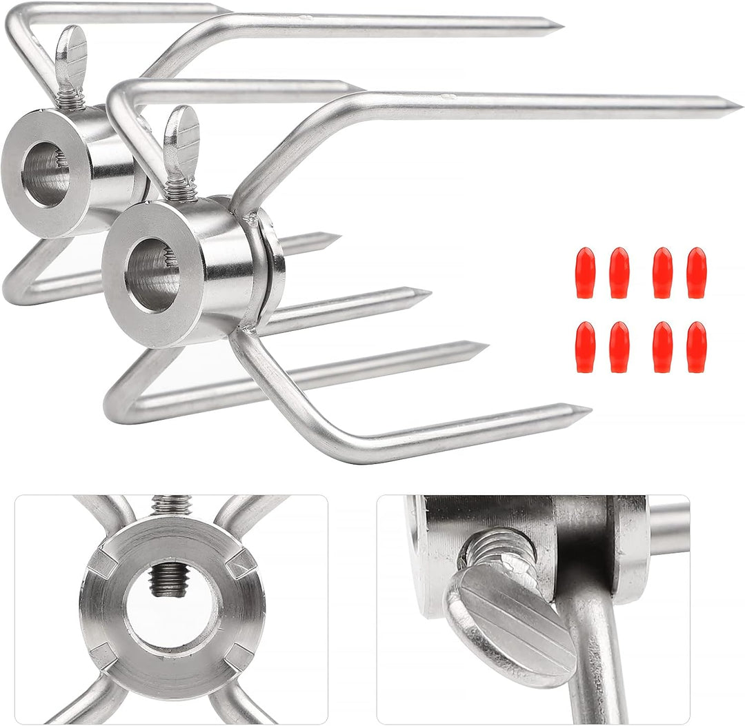 CPROSP 2 Fleischklammer für Drehspiess, Fleischnadeln für Grillspiess Ddelstahl mit Durchmesser 11,5