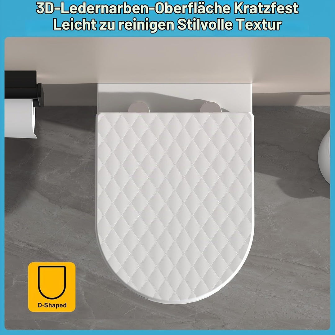 YEAUPE PRO Toilettendeckel mit Absenkautomatik D Form [KURZ] - 43,5×36,2 cm | WC Sitz mit Schnellver