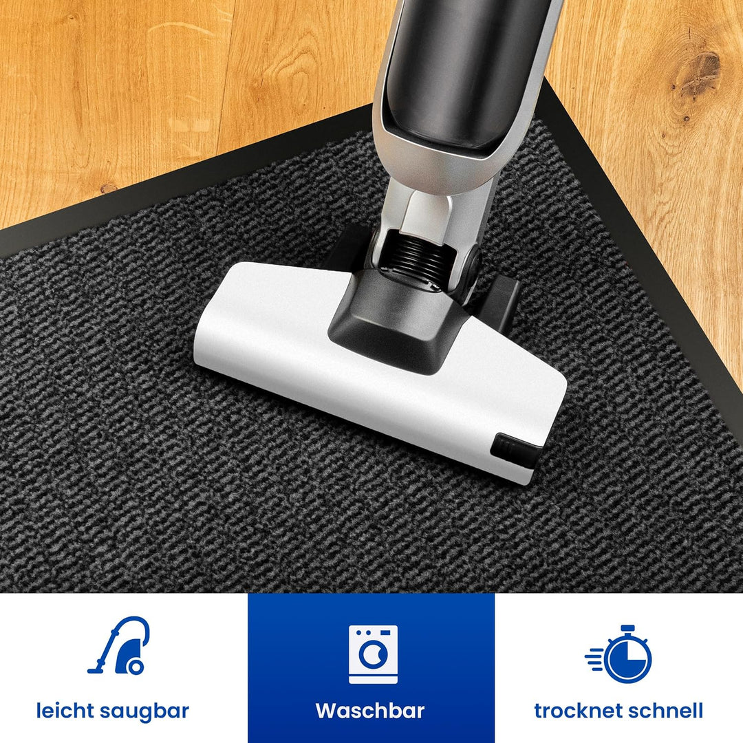 Hochwertige Fussmatte Grau-Schwarz 90x120 gross für Innen &amp; Aussen - Schmutzfangmatte rutschfest, wa