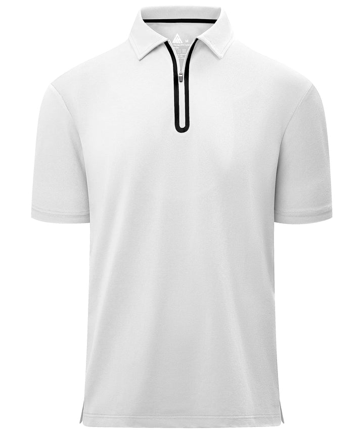 zitysport Poloshirt Herren mit Zipper Kurzarm Basic Polo Hemd Schnelltrocknend Golf T-Shirts Sport A