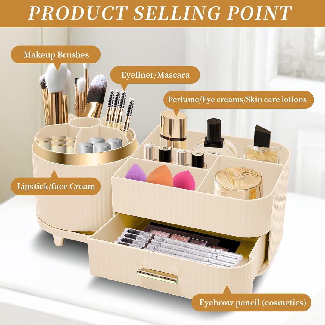 Cinnani Make Up Kosmetik Organizer, 360° Drehbarer Multifunktionale Kosmetikaufbewahrung,Beauty Orga