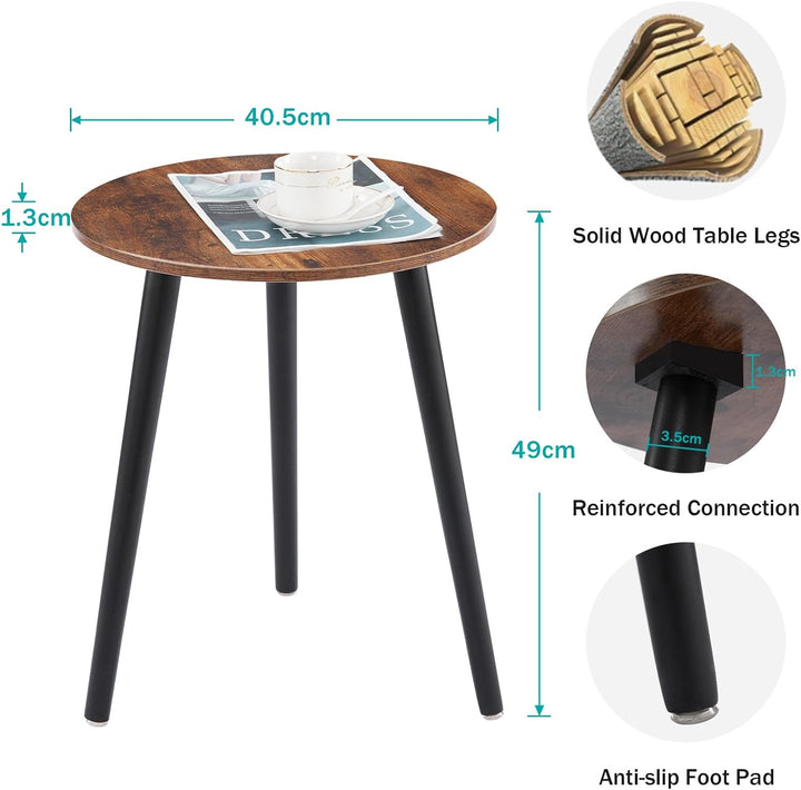 YOUDENOVA Beistelltische Holz, Couchtisch rund, Ø42x52cm, Wohnzimmertisch, Nachttisch mit Tablett, S