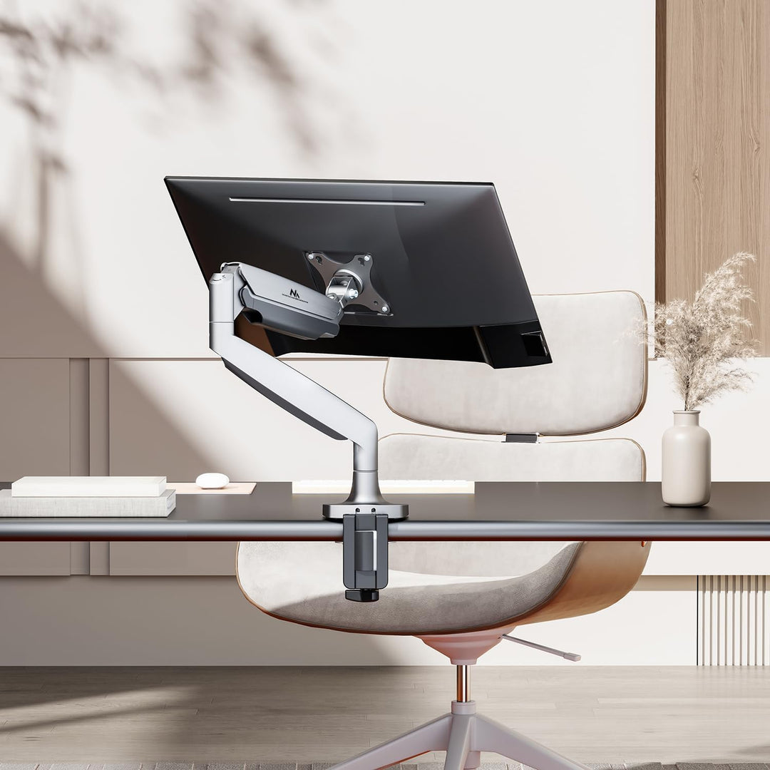 Maclean Doppelarm-Monitorhalterung mit Gasfeder für 17-45" Zoll Bildschirm bis zu 16kg | Tragarm, Ti