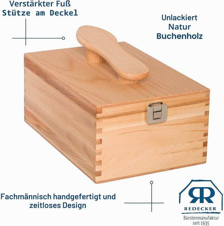 Redecker Schuhputzkasten mit Klappdeckel aus Buche