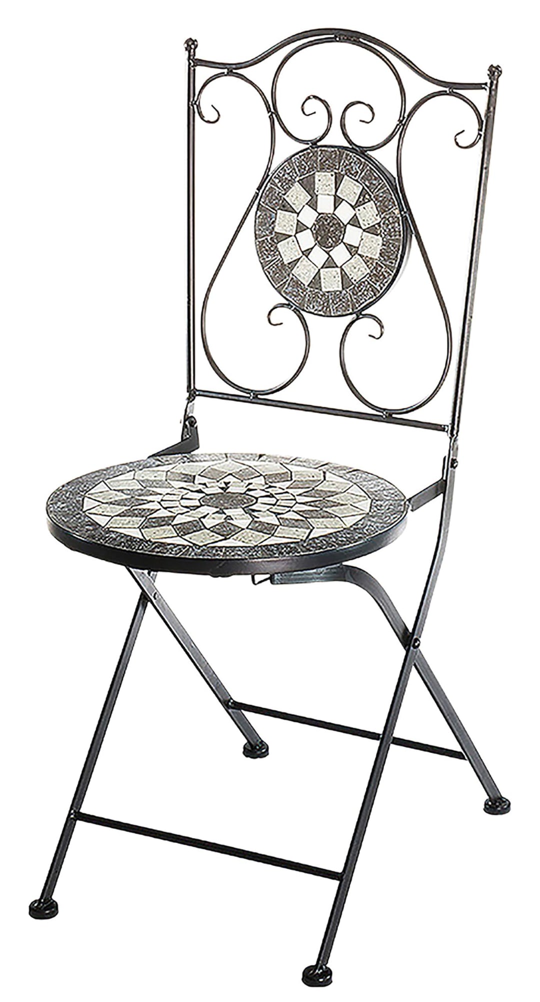 Kobolo Gartenstuhl Klappstuhl Mosaikstuhl Metallstuhl - Höhe 88 cm - grau- für Innen- und Aussenbere