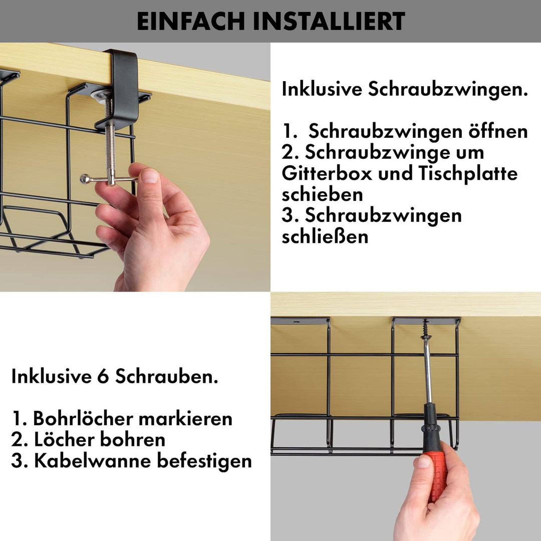 Scanfield Kabelmanagement Unter Tisch, 2er-Set Kabelkanal für Schreibtisch, Kabelmanagement Schreibt