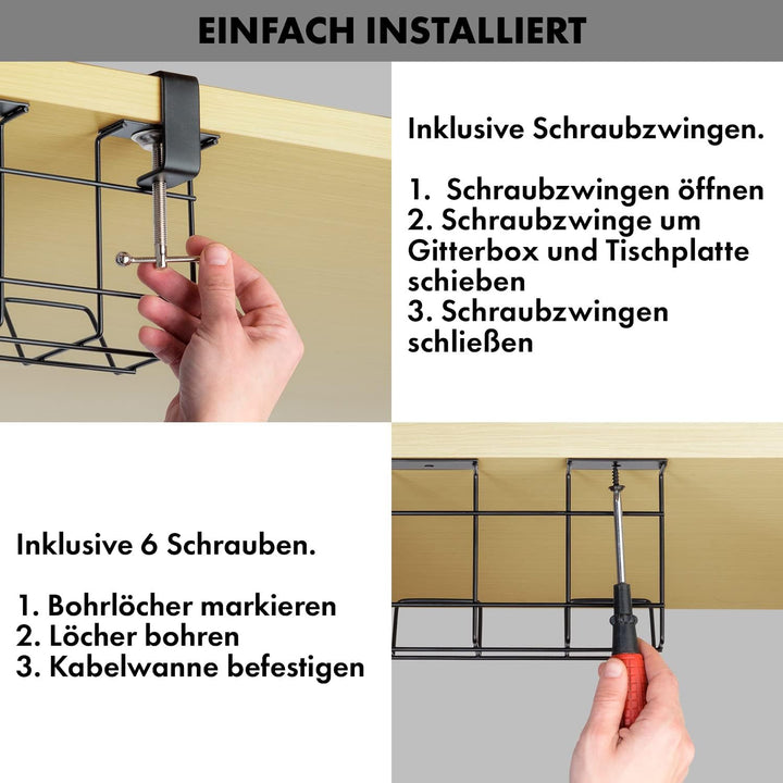 Scanfield Kabelmanagement Unter Tisch, 2er-Set Kabelkanal für Schreibtisch, Kabelmanagement Schreibt