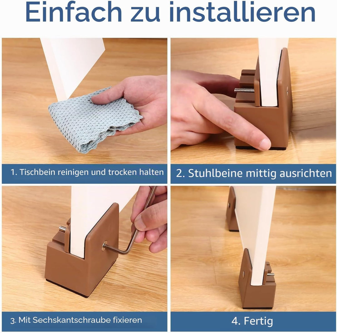 Ezprotekt Verstellbare Betterhöhungen mit Schraubklemme, 4"/10.2 cm Höhe, strapazierfähige Sofatisch