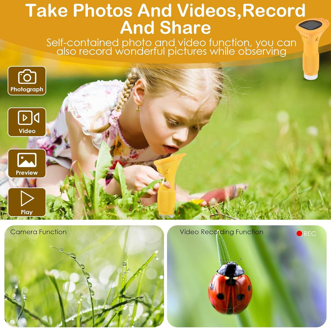 Handheld Mikroskop für Kinder, 2,0" IPS-Bildschirm 200-1000X Taschenmikroskop für Kinder, 2MP Lens P