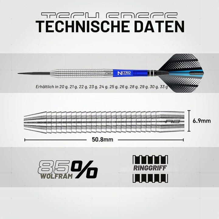 RED DRAGON Razor Edge Series Dartpfeile Tungsten Profi Steel Darts mit Flights und Schäfte 60 G 3, 6