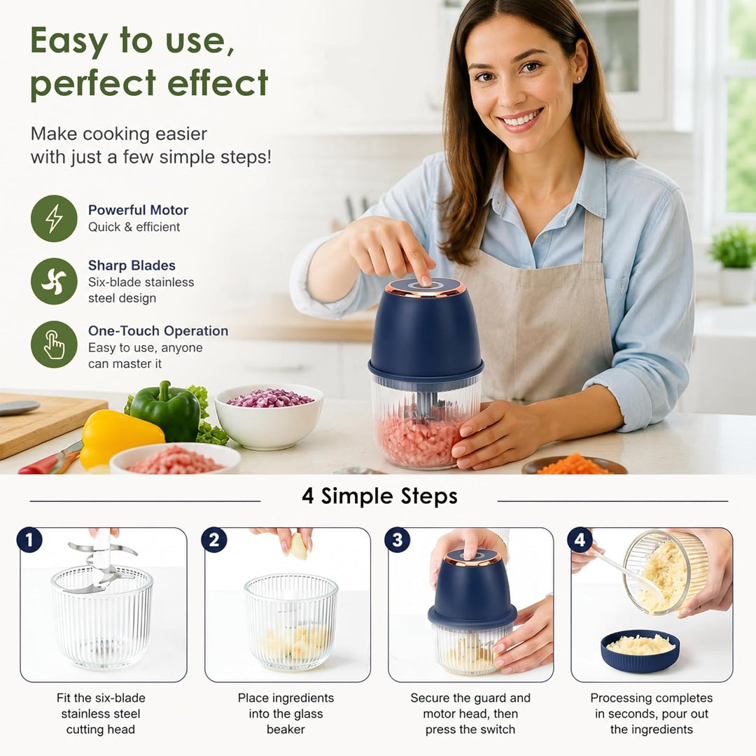 Zerkleinerer Elektrisch 350ml, Gemüsezerkleinerer Zwiebelschneider Elektrisch Multizerkleinerer, USB