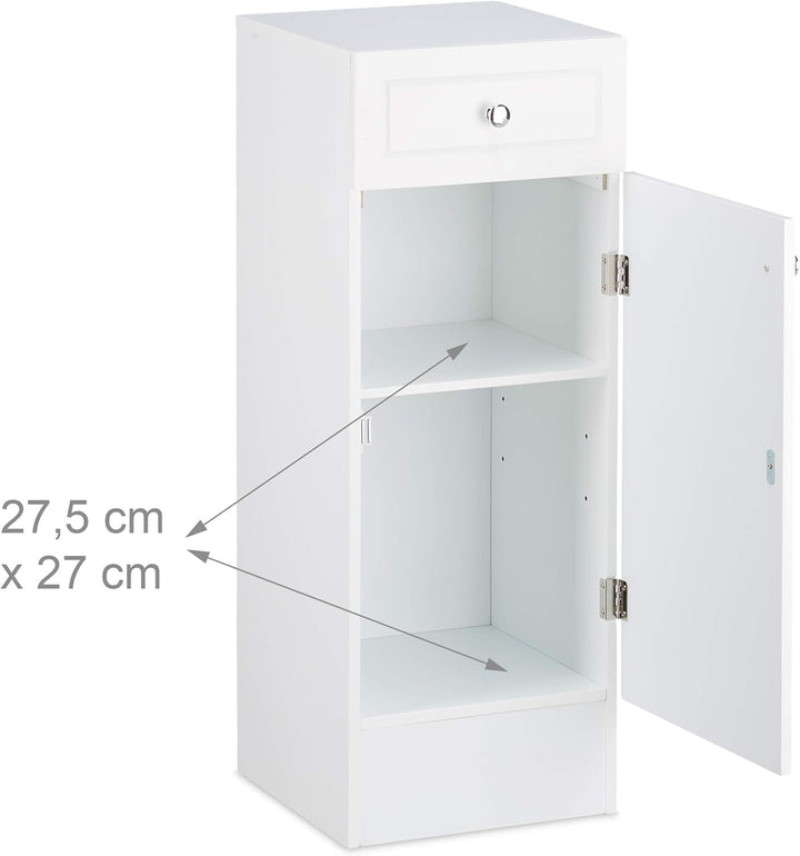 Relaxdays Badschrank Holz, kleiner Badezimmerschrank mit Schublade, Lamellen Design, HBT: 80 x 30,5