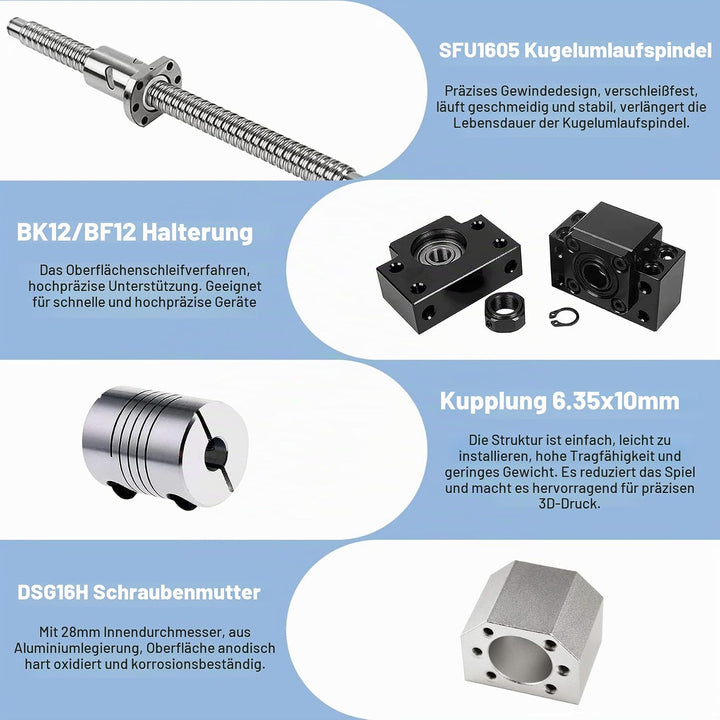 CNCMANS Kugelumlaufspindel SFU1605 450mm Edelstahl Gerollte ball screw mit BK12 / BF12 Endunterstütz