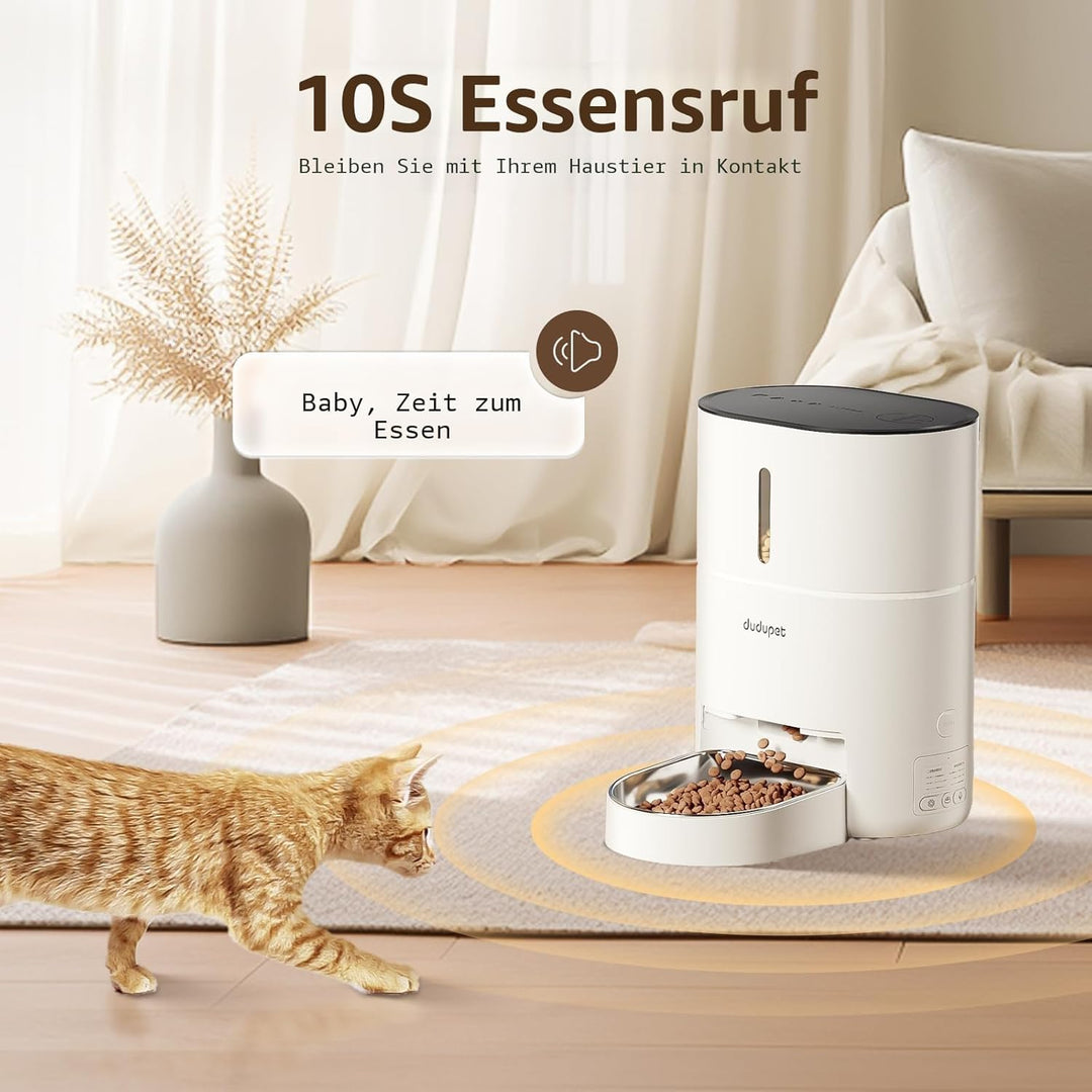 Futterautomat Katze, DUDUPET 4L Automatischer Futterspender Katze, 2.4G WiFi-Fernbedienung, duale St