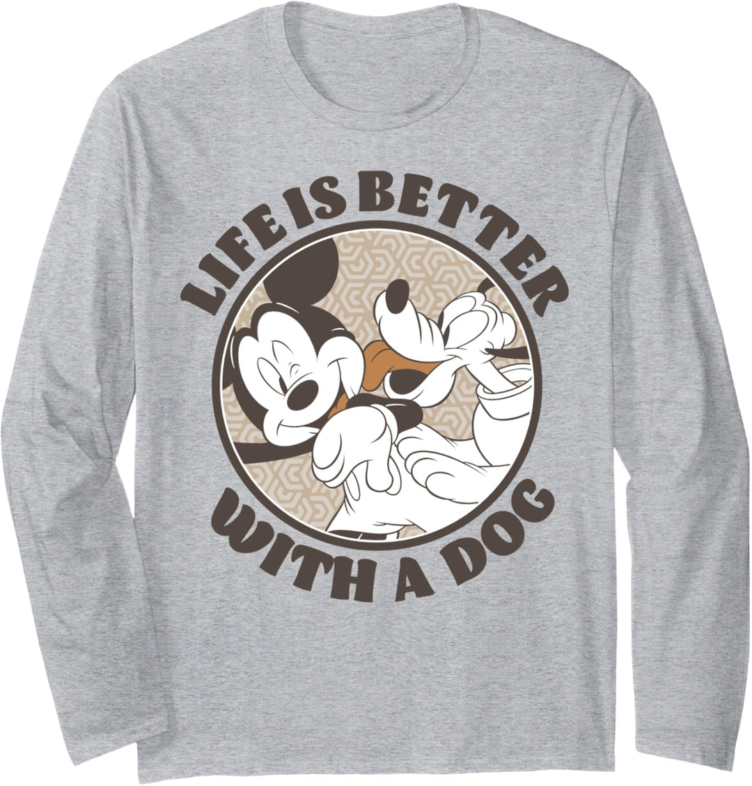 Disney Mickey And Friends Life Is Better With A Dog Langarmshirt