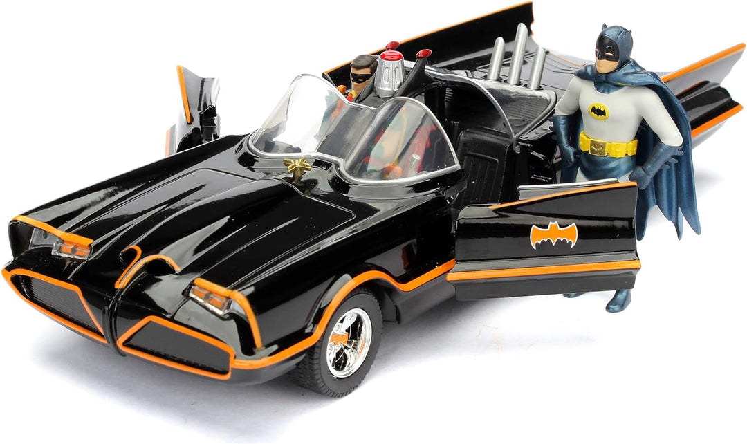 Jada Toys Classic Batmobil 1966, hochdetailiertes 1:24 Modellauto inkl. Batman & Robin Figur, Türen