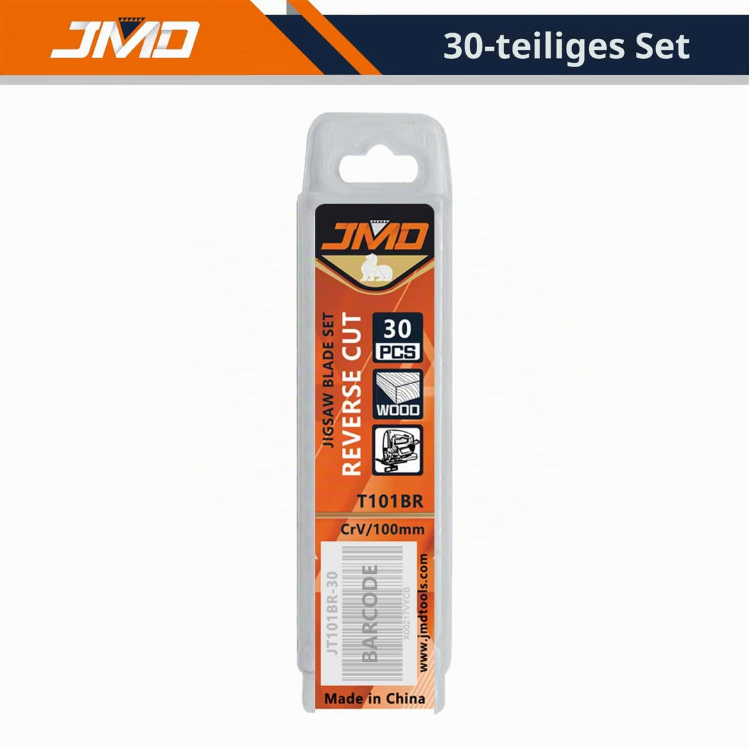 JMD 30 x T101BR Stichsägeblatt Holz Rückwärtsschnitte 100mm 10TPI Sägeblätter Stichsäge für Holz Zub