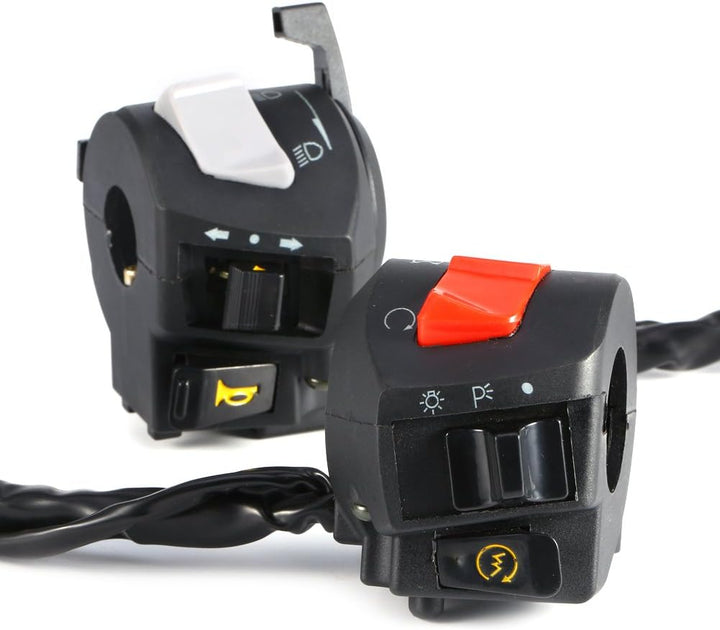 Qiilu 2x Universal 7/8 '' Motorrad Lenker Schalter, Wasserdichte Motorrad Scheinwerfer Blinker Horn