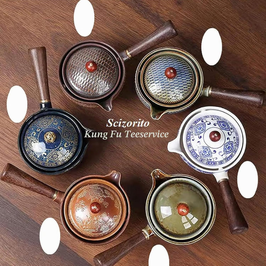 Keramik Portable Travel Tee Set, chinesischer Kungfu Tee Set mit 360-Rotation Teekanne und Infuser,