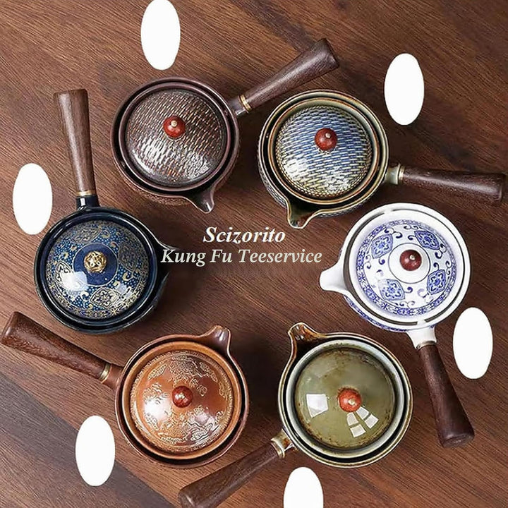 Keramik Portable Travel Tee Set, chinesischer Kungfu Tee Set mit 360-Rotation Teekanne und Infuser,