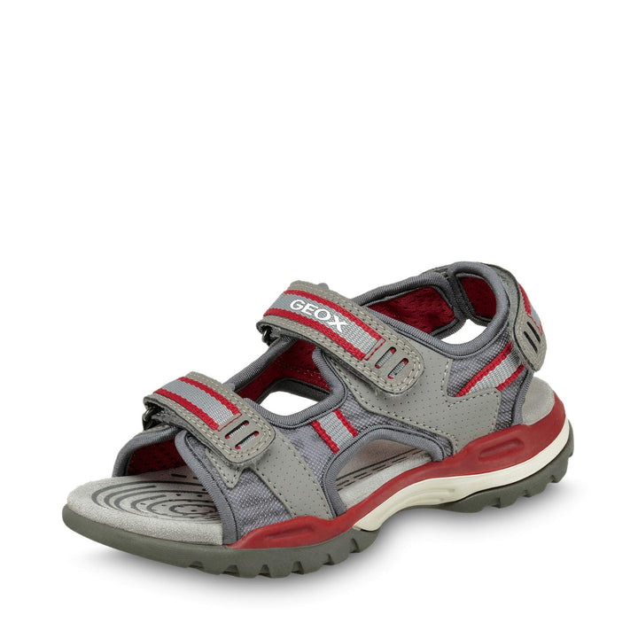 Geox Jungen J Borealis Boy DSandalen 28 EU Grau Grey Red C0051, 28 EU Grau Grey Red C0051