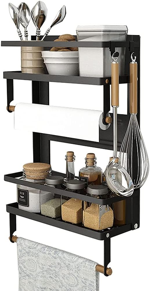HUOLE Magnetisches Gewürzregal für Kühlschrank, Küchenregal Ohne Bohren aus Edelstahl, Magnetisches