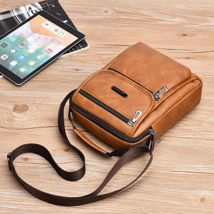Umhängetasche Herren Leder Vintage Shoulder Bag Crossbody Business Schulranzen Tasche Handtaschen fü