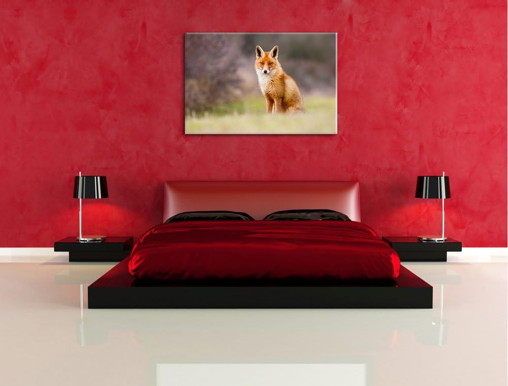 Pixxprint Listiger Fuchs Format: 100x70 auf Leinwand, XXL riesige Bilder fertig gerahmt mit Keilrahm