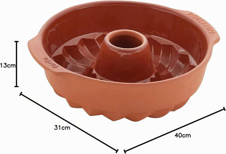 Römertopf Kuchenform Kranz Keramikform aus Naturton Ø 27,5cm 27,5 cm Kranz Form, 27,5 cm Kranz Form