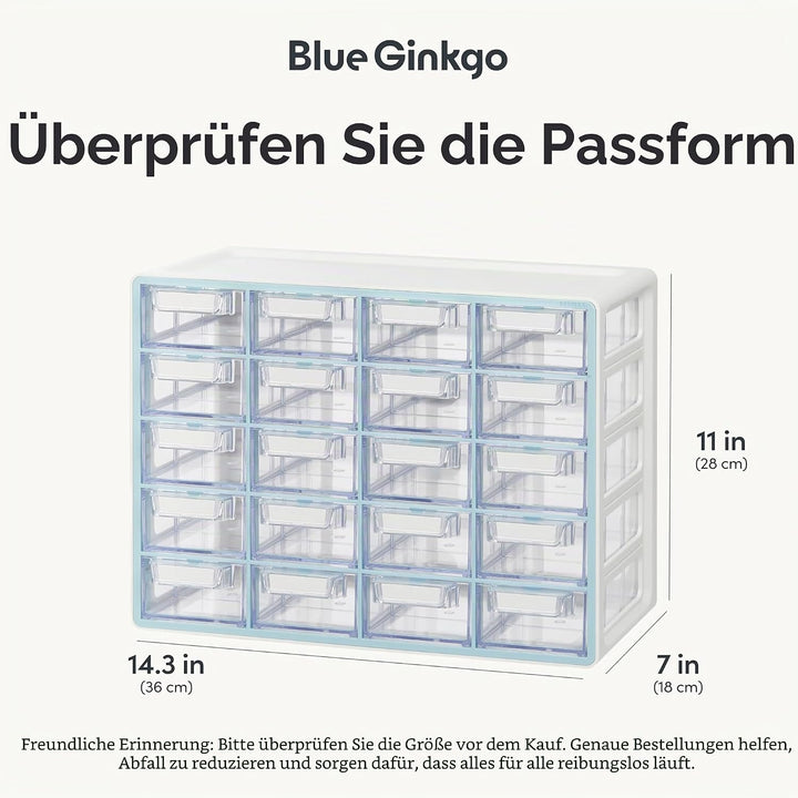 BLUE GINKGO Kleiner Aufbewahrungsschrank mit 20 Schubladen – stapelbare Perlen- und Bastelaufbewahru