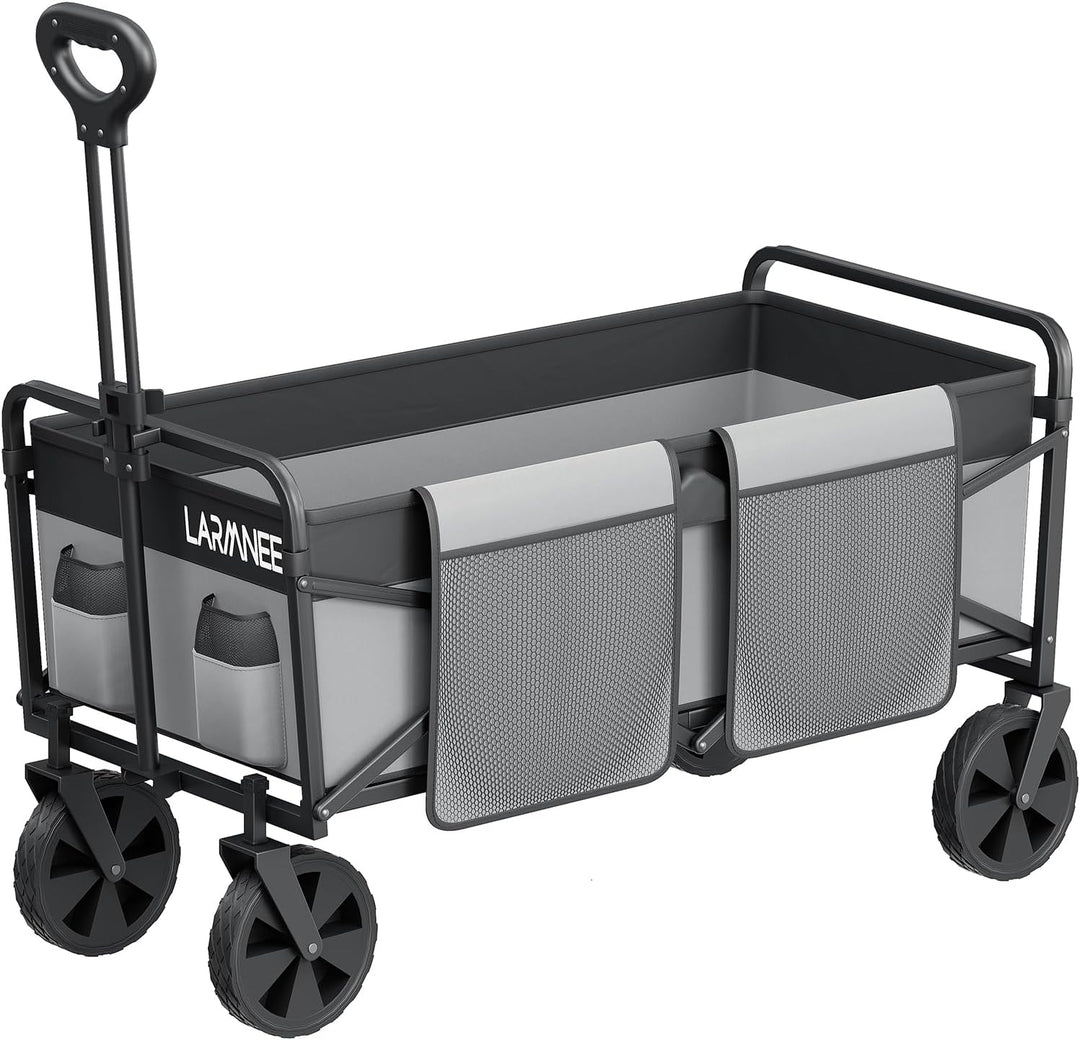 LARMNEE Faltbarer Handwagen, Gartenwagen, tragbarer Campingwagen mit verstellbarem Griff und 4 verst