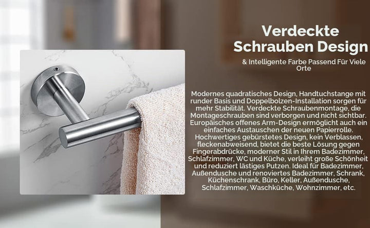 YUET Handtuchhalter 30CM, Handtuchstange Bad Silber,SUS 304 Edelstahl,Handtuchhalter Stange Wand Bad