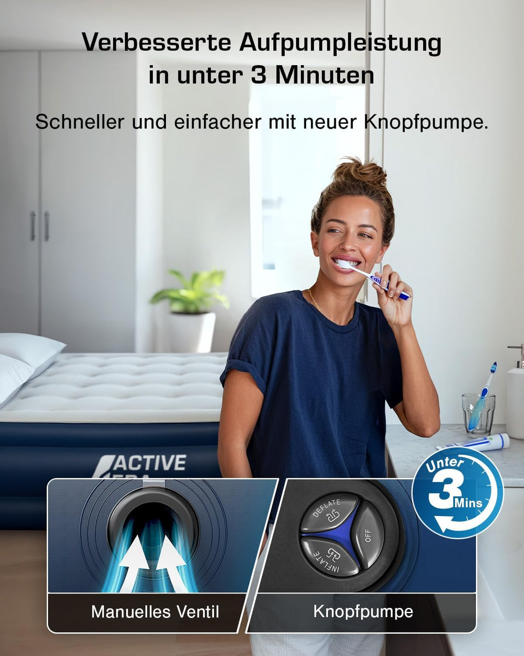 Active Era Premium Luftbett Doppel King Size - 203 x 152 x 48 cm - mit eingebauter elektrischer Pump
