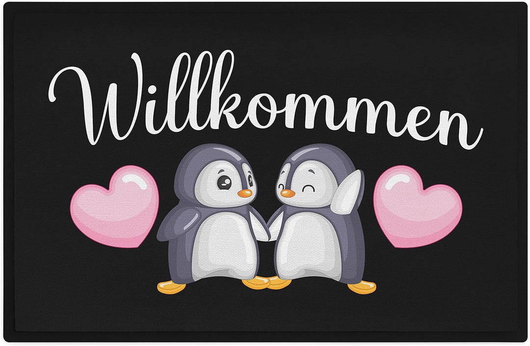 Trendation - Willkommen Fussmatte Grafik Schmutzfangmatte Geschenk Aussen Innenbereich 60x40 cm Wasc