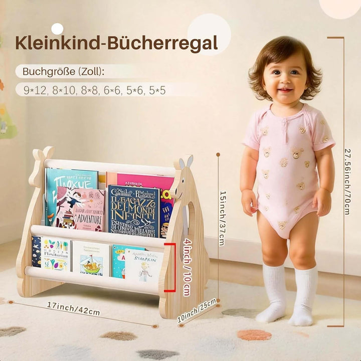 Kinder Bücherregal aus Holz,Geräumiges Bücherregal fürs Kinderzimmer Kinderregal für Bücher Spielzeu