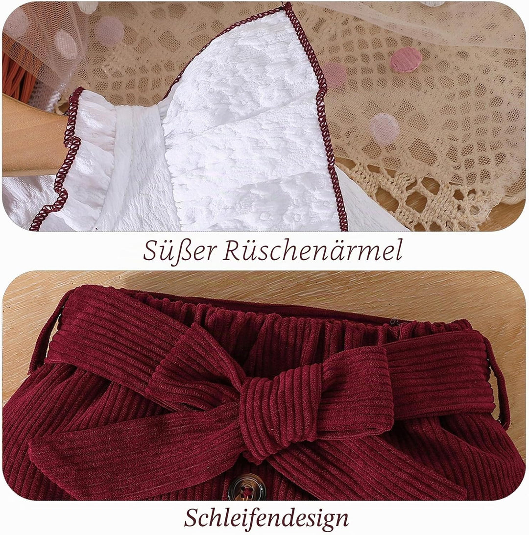 Kleinkind Baby Mädchen Outfits Ruffle Rollkragen Langarm Shirt + Bowknot Mini Rock 2 Stück Herbst Wi