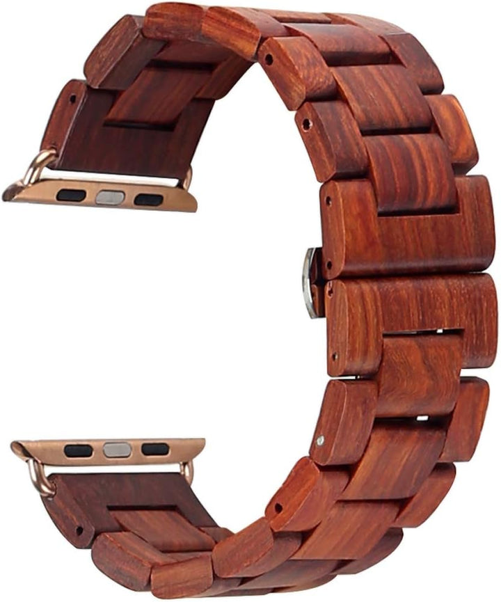 AIYIBEN Uhrenarmband aus Holz 42mm/44mm/45mm/49mm mit Schmetterlingsschnalle aus Edelstahl, kompatib