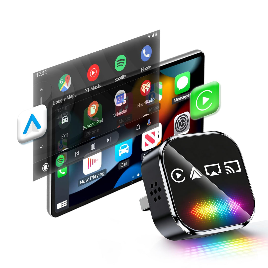 auvstar Wireless CarPlay Android Auto Adapter, Kabellos, 2026 Optimierter mit RGB LED, Mirror Link,
