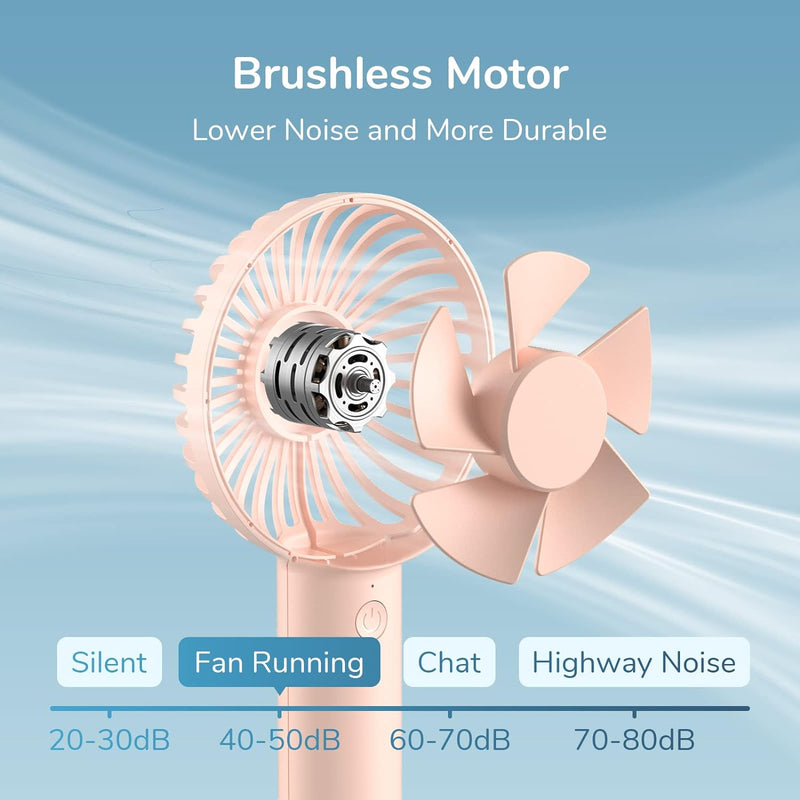 JISULIFE Handventilator, tragbarer kleiner Ventilator mit 3-Geschwindigkeiten, USB wiederaufladbarer