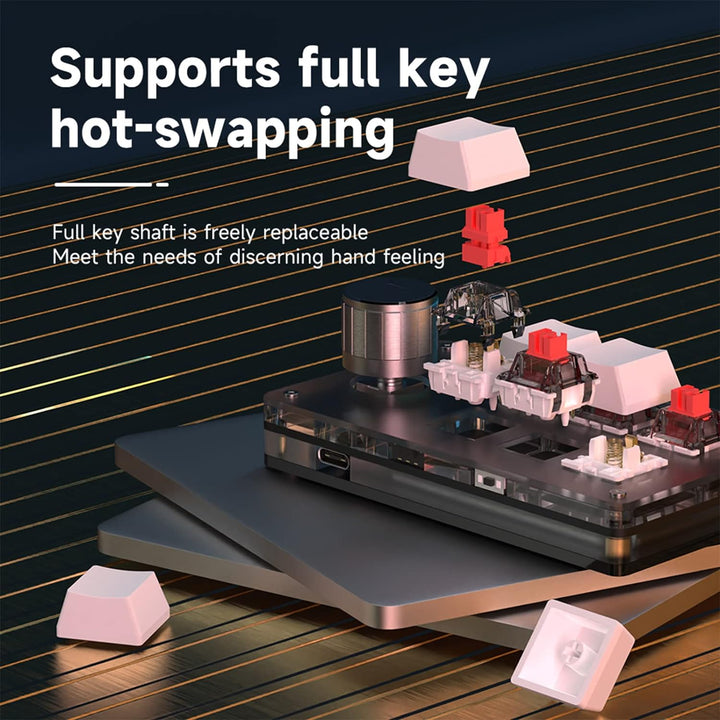 BRIMFORD Programmierbare Mini-Tastatur, programmierbar, 2,4 G, kabellos, USB-C, mechanisch, Hot-Swap