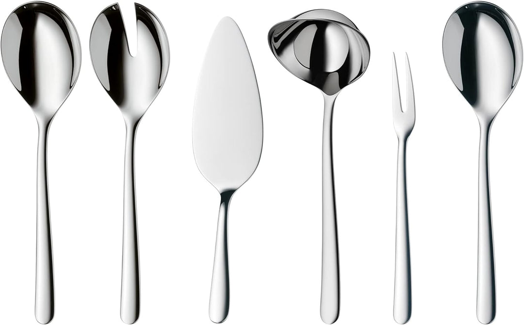 WMF Kult Plus Besteck Set 12 Personen, 66 teilig, 60 Teile mit Servierbesteck, Hohlheftmesser, Croma