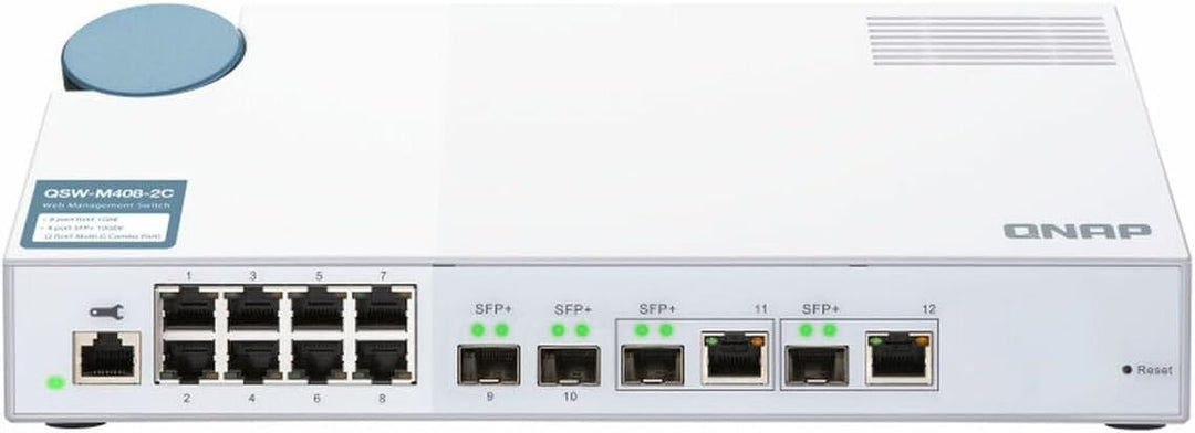QNAP QSW-M408-2C QSW-M408-2C, 8 port 1Gbps, 2 port 10G SFP+/ NBASE-T Combo, 2 port 10G SFP+, web man