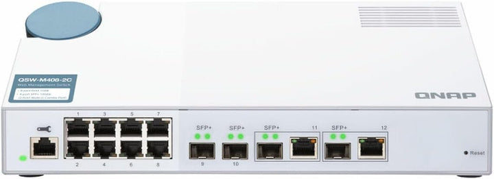 QNAP QSW-M408-2C QSW-M408-2C, 8 port 1Gbps, 2 port 10G SFP+/ NBASE-T Combo, 2 port 10G SFP+, web man