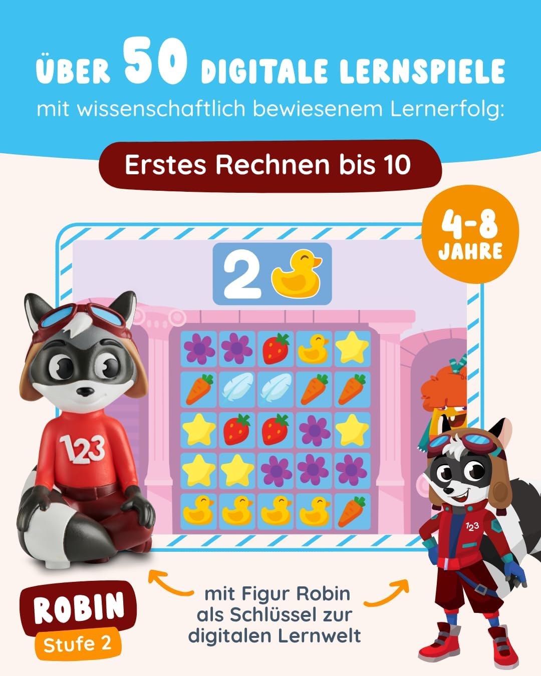 Edurino Figur Robin Erstes Rechnen bis 10 (Stufe 2) ab 4 Jahren inkl. App | Innovatives und digitale